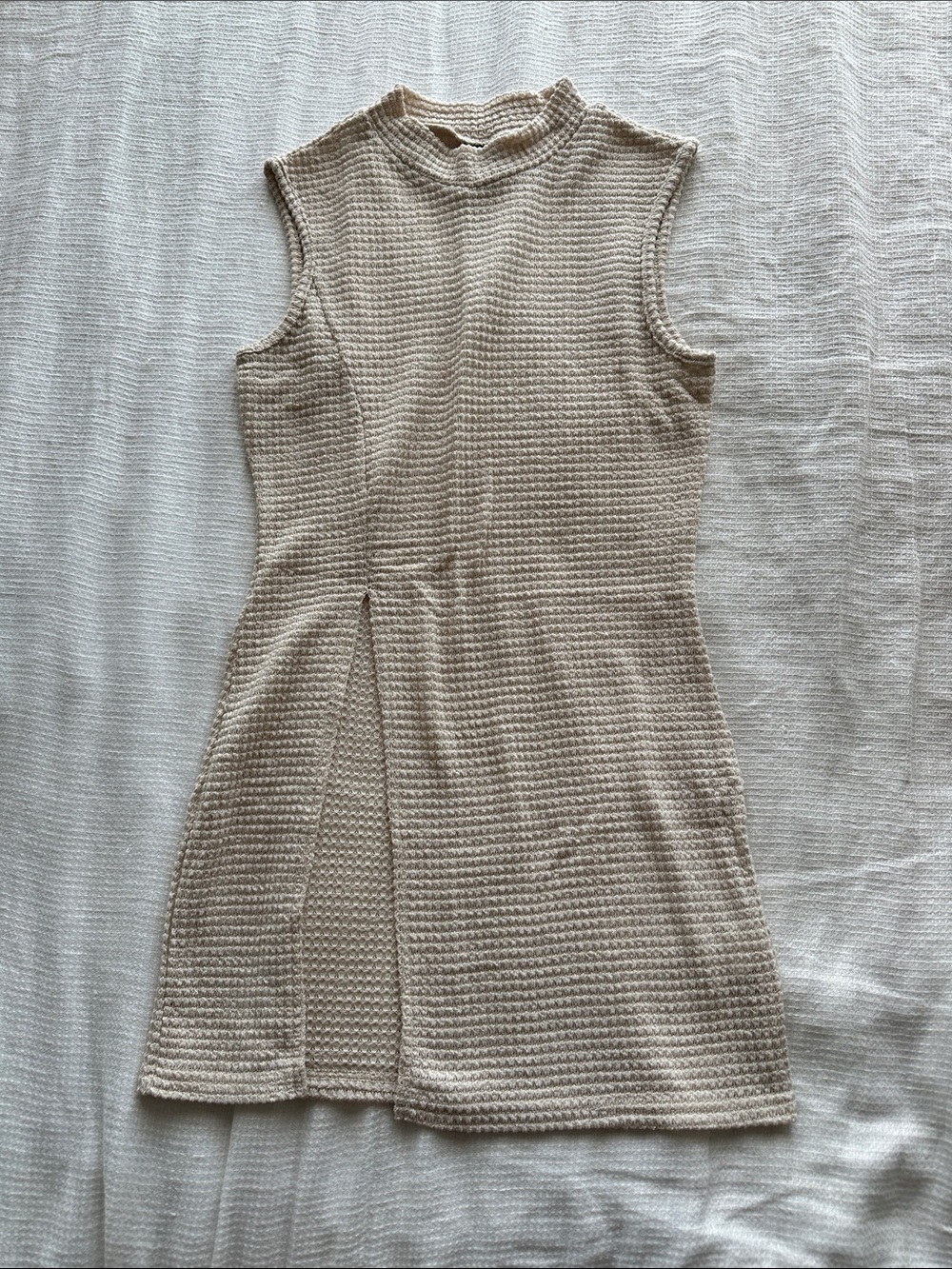 Sleeveless Cream Waffle Knit Tank